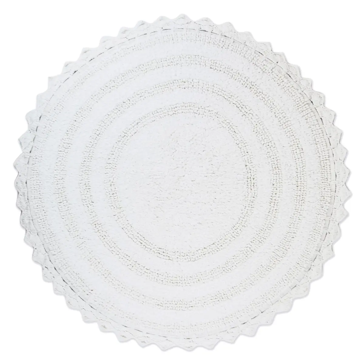 DII Crochet Collection Reversible Bath Mat, Round, 27.5" Diameter, White | Soft Cotton, Reversible, 27.5" Diameter - main product image