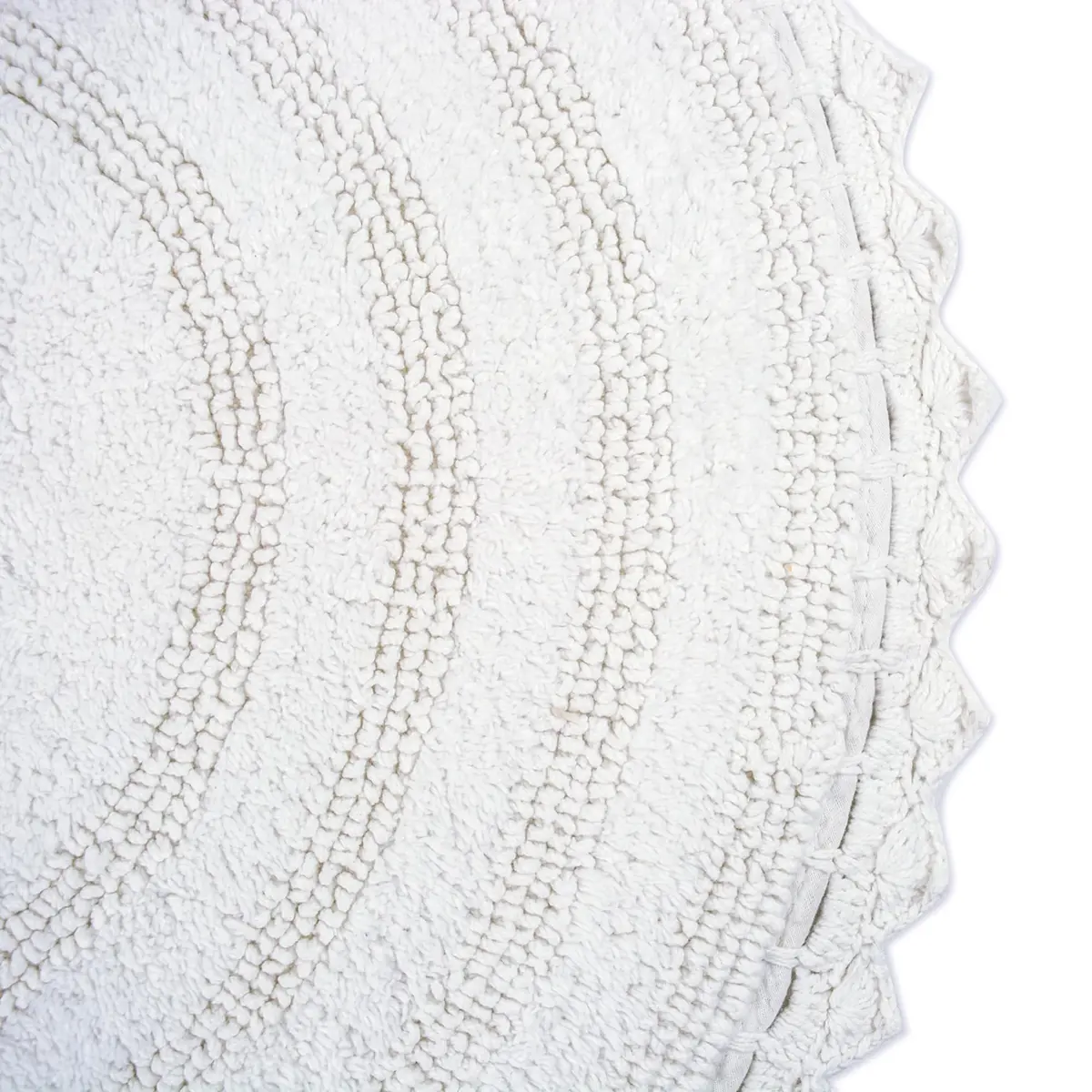 DII Crochet Collection Reversible Bath Mat, Round, 27.5" Diameter, White | Soft Cotton, Reversible, 27.5" Diameter - view 2