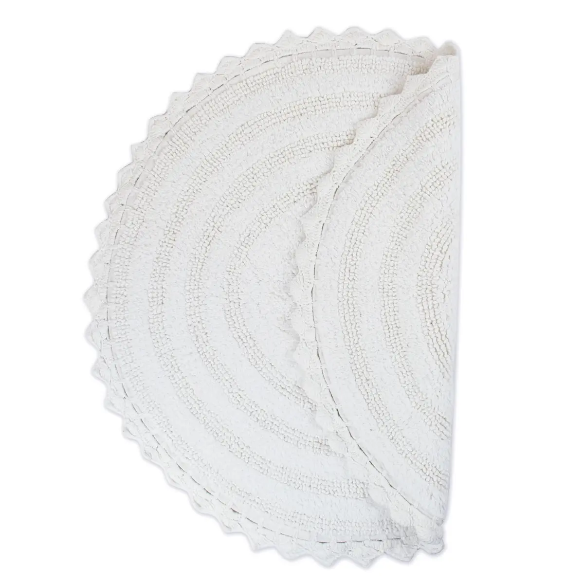 DII Crochet Collection Reversible Bath Mat, Round, 27.5" Diameter, White | Soft Cotton, Reversible, 27.5" Diameter - view 4