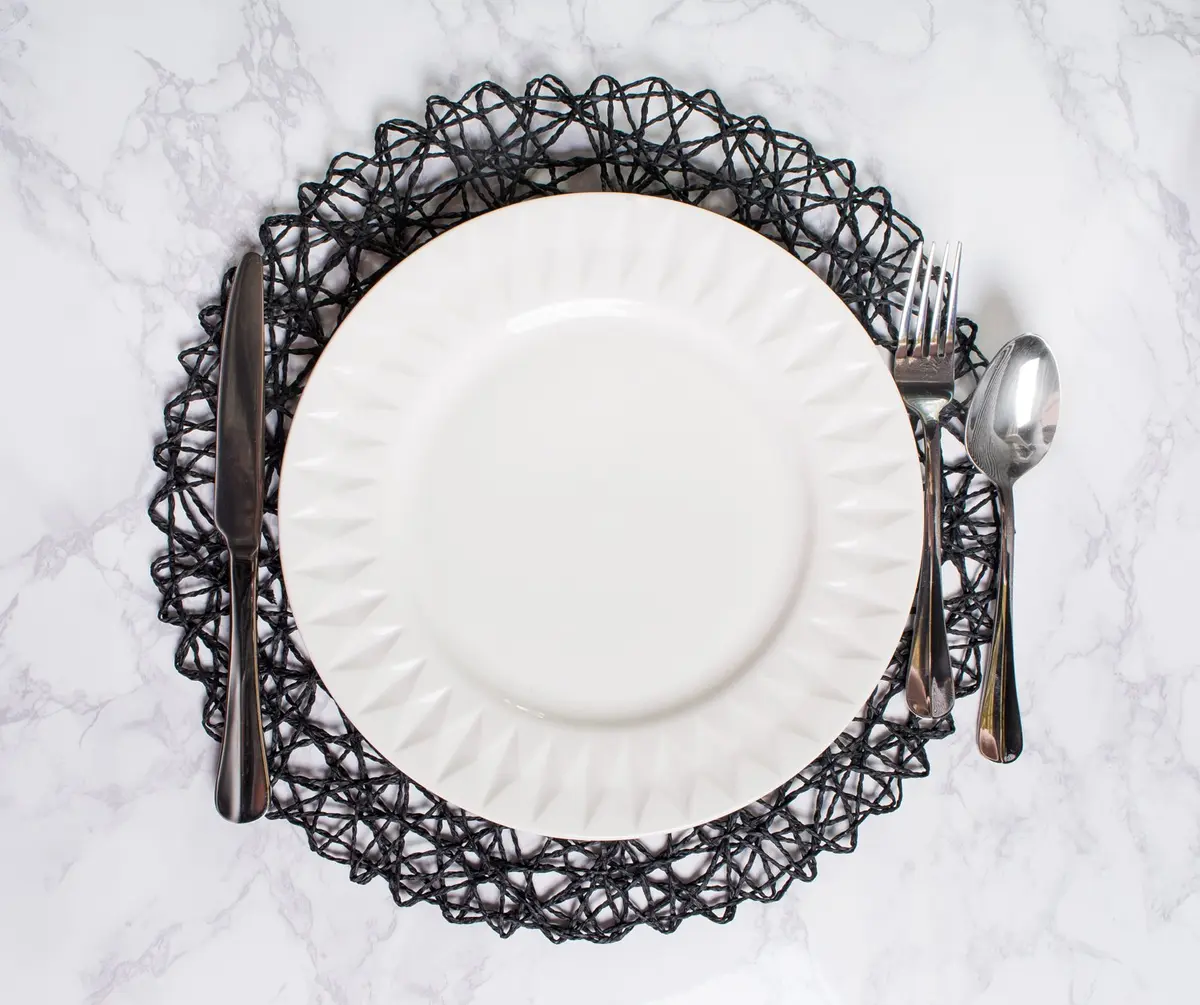 DII Woven Paper Tabletop Collection Round Placemat Set 38cm (15" Dia) | Black, 6-Piece Set - view 5