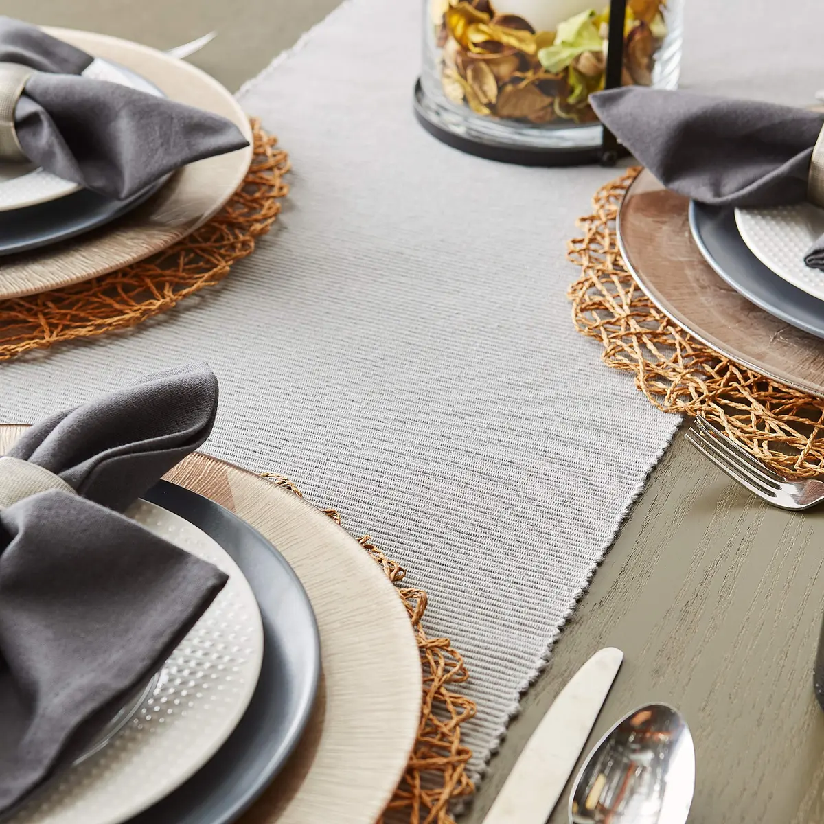 DII Woven Paper Round Placemats Set of 6, 15 inch (38 cm) Diameter | Elegant Holiday Table Decor - view 5