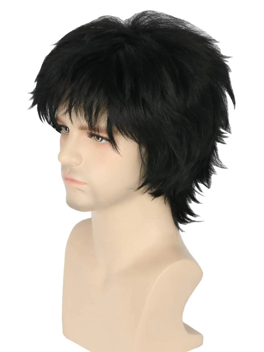 Topcosplay Anime Cosplay Wigs Balck Short Wig Layered Fluffy Halloween Costume Wig | Unisex, Synthetic Fiber, Lightweight - main product image