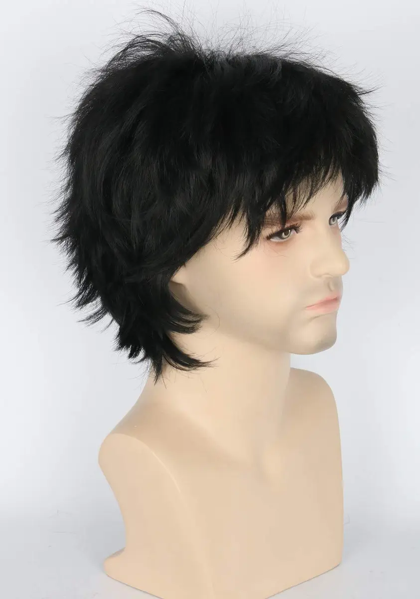 Topcosplay Anime Cosplay Wigs Balck Short Wig Layered Fluffy Halloween Costume Wig | Unisex, Synthetic Fiber, Lightweight - view 3