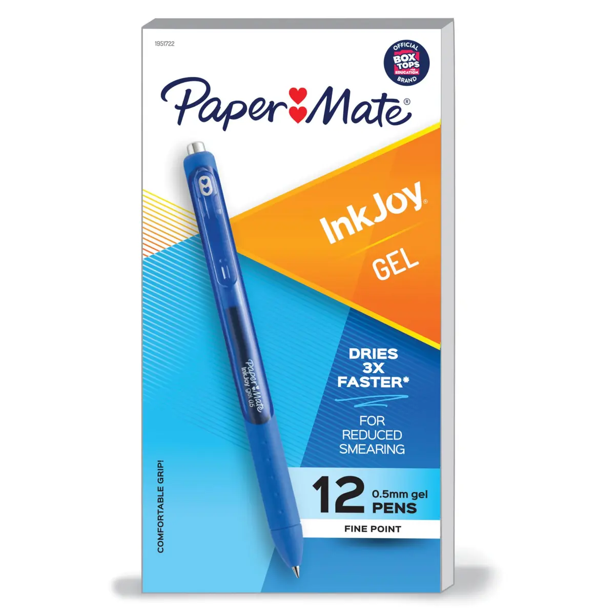Paper Mate InkJoy Gel Pens, Fine Point (0.5mm), Blue Ink, 12 Count | Smear-Resistant, Bright & Smooth Writing - main product image