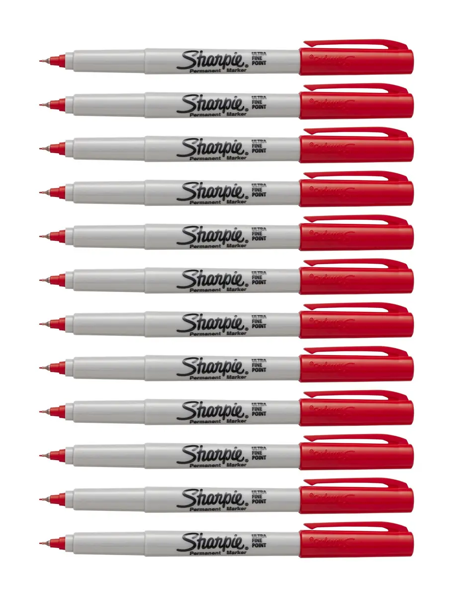 Sharpie Color Burst Permanent Markers, Ultra-Fine Point, Red, 12 Count (0.5 mm) | AP Certified Ink - main product image