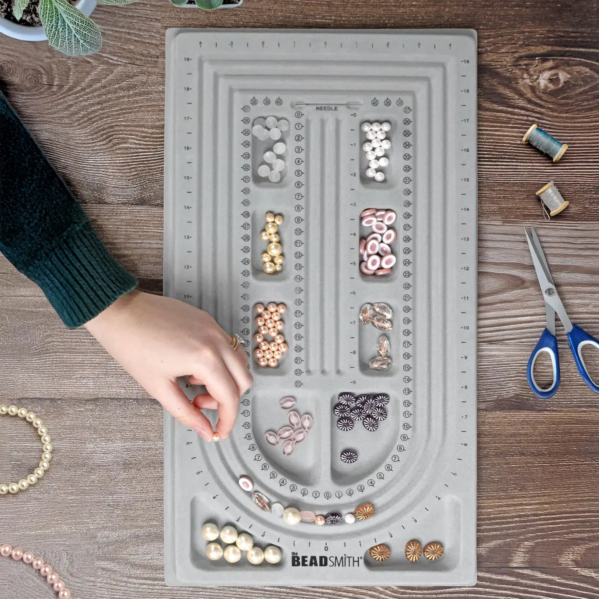 The Beadsmith Bead Board, Grey Flocked | Jewelry Making Surface for Beads & Designs - view 7