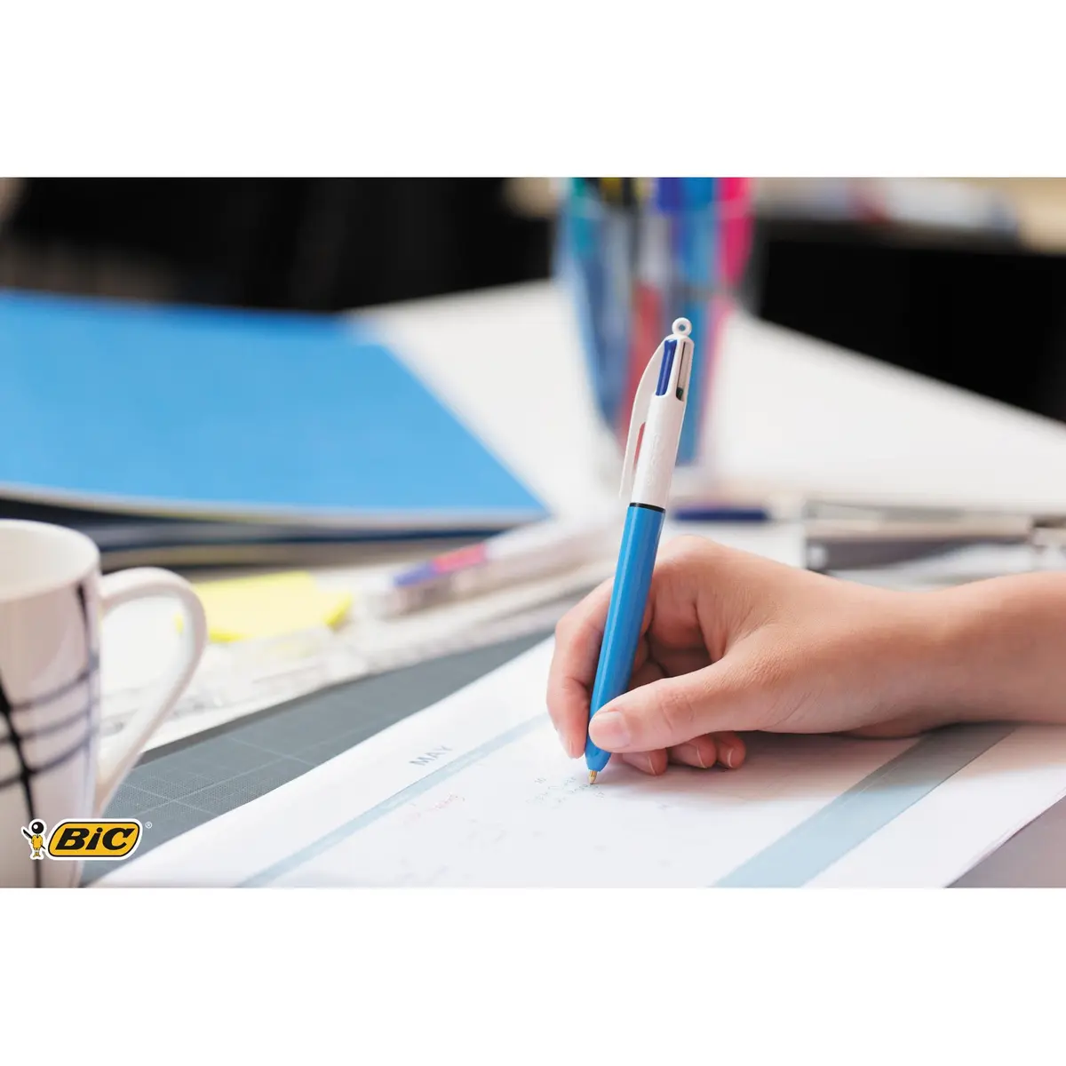BIC 4 Colours Family Pen Pack of Retractable Ballpoint Pens with Four Ink Colours, Set of 4 (2 Mini, 2 Original) | Multi-Colour, Medium 1.0 mm - view 6