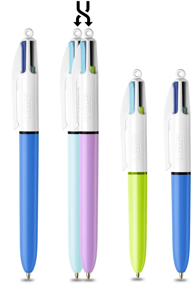 BIC 4 Colours Family Pen Pack of Retractable Ballpoint Pens with Four Ink Colours, Set of 4 (2 Mini, 2 Original) | Multi-Colour, Medium 1.0 mm - view 2