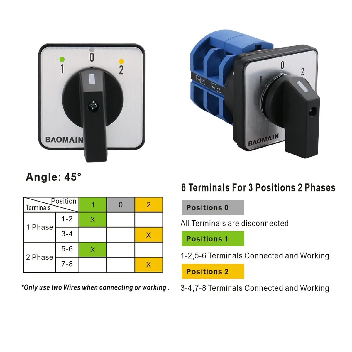 Baomain 63A Rotary Changeover Switch AC 660V 3-Position 2-Phase | Heavy-Duty Industrial Power Control - view 6