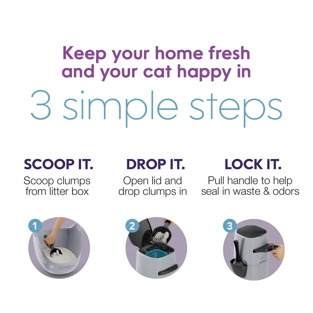 Litter Genie Standard Cat Litter Disposal Pail with 14 ft Refill | Odor Control & Easy Use - view 6