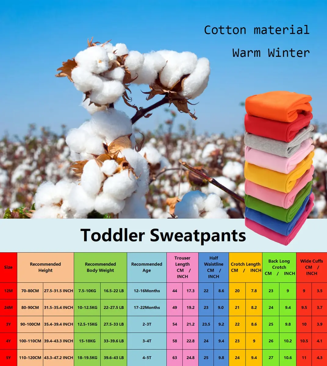 CuteOn Toddler Jogger Pants 1 Year Red | Warm Cotton Sweatpants for Baby Boys - view 3