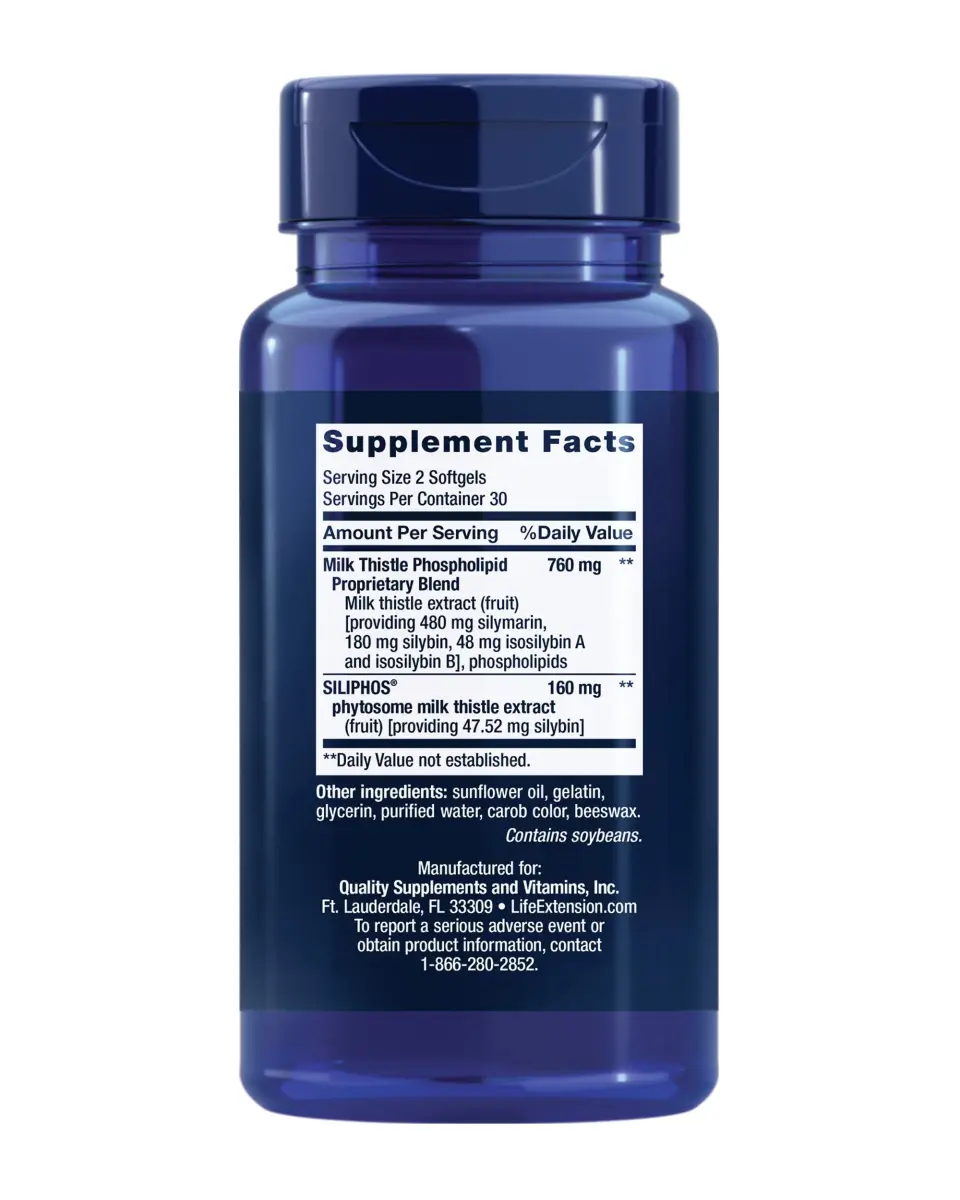 Life Extension Advanced Milk Thistle Softgels 60 Count (1.7 oz) | Bioavailable Silymarin & Silybin for Liver Health - view 2