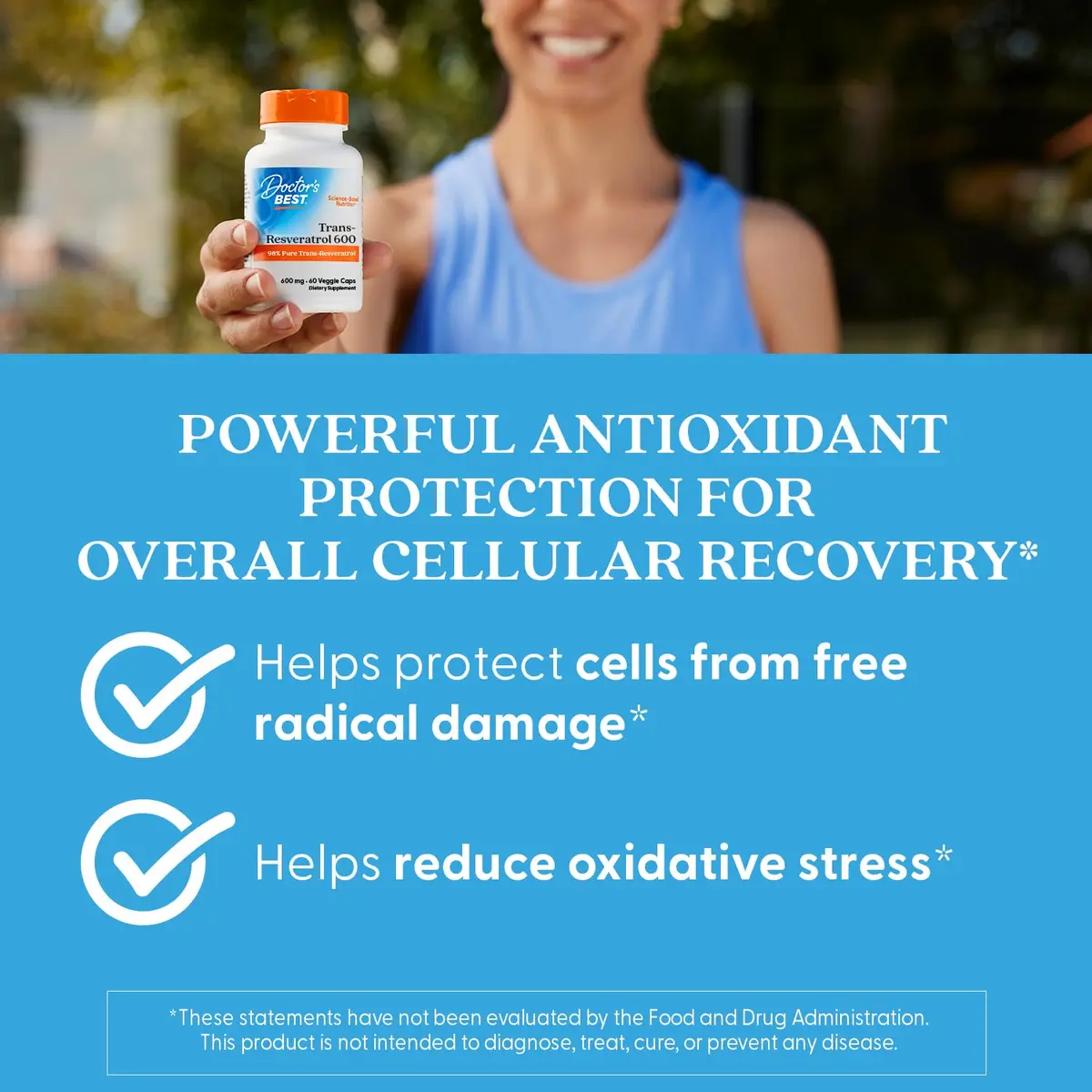 Doctor's Best Trans Resveratrol Supplement 600 mg Capsules | Antioxidant & Cell Protection - view 3