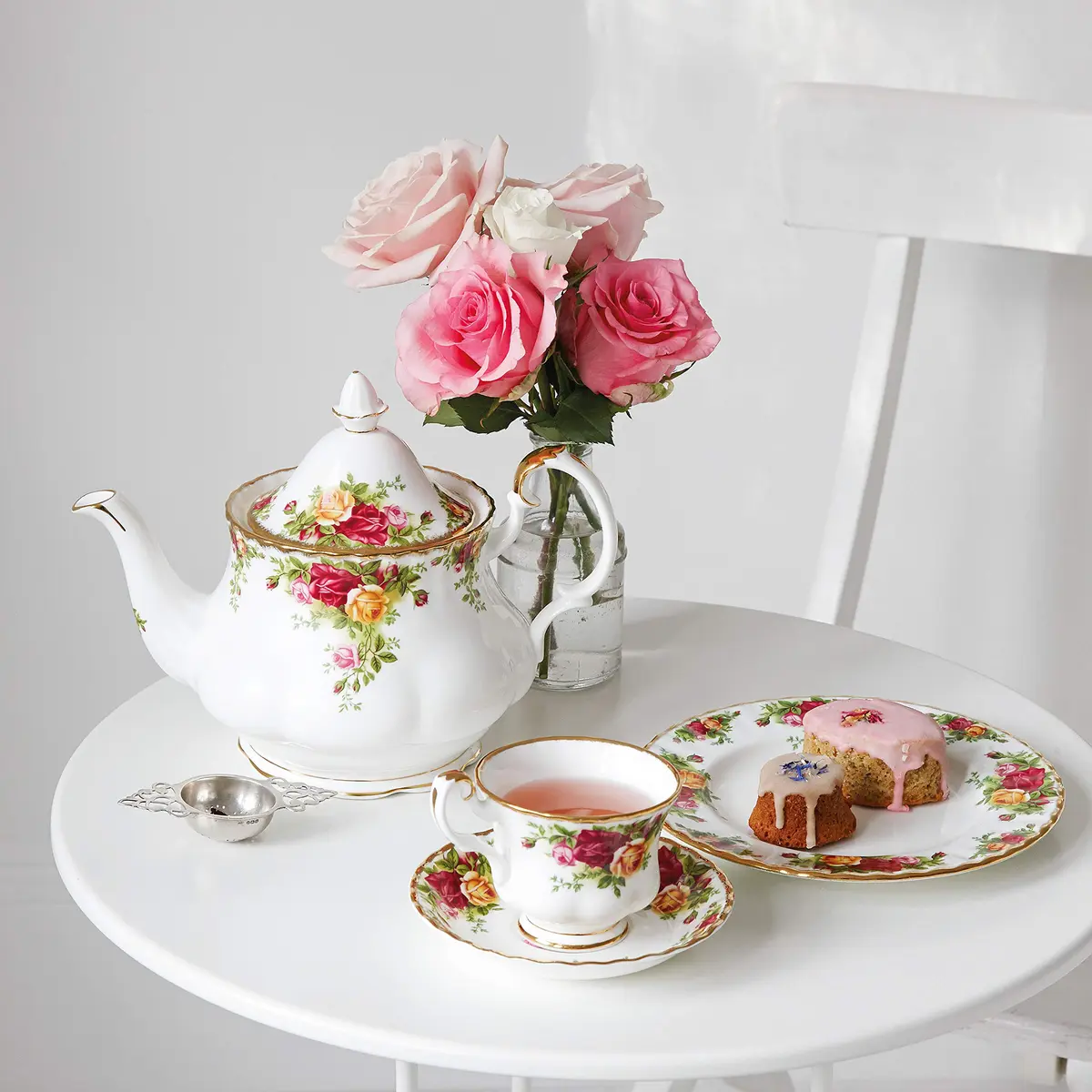 Royal Albert Old Country Roses 3 Piece Set (Teacup, Saucer & Plate) | Elegant Bone China Dinnerware (8") - view 2