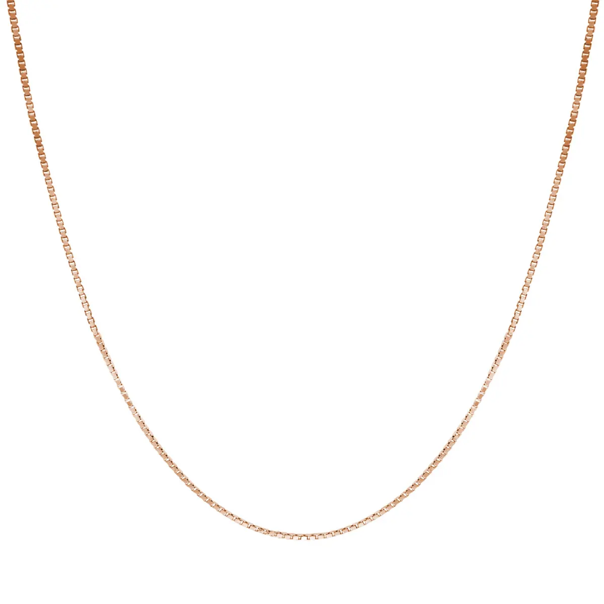 Honolulu Jewelry Company 14K Rose Gold Necklace | 20 Inch Box Chain, Sturdy Lobster Clasp - main product image