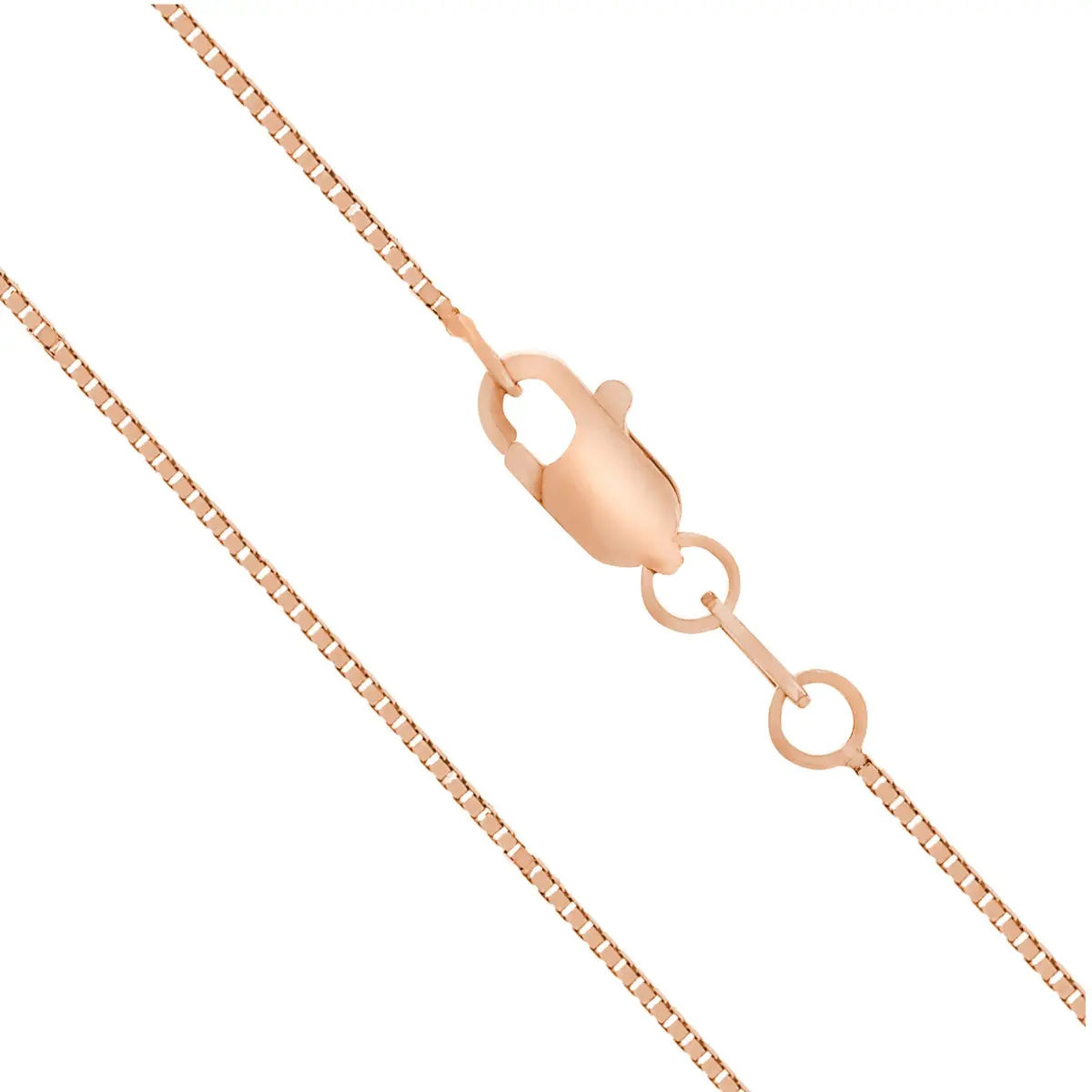 Honolulu Jewelry Company 14K Rose Gold Necklace | 20 Inch Box Chain, Sturdy Lobster Clasp - view 2