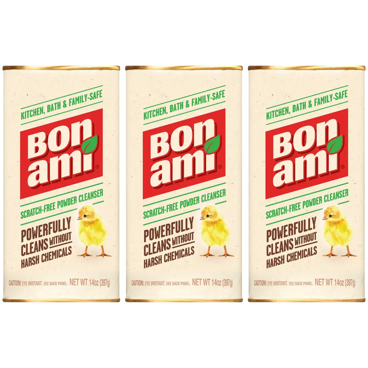 BON AMI Powder Cleanser for Kitchens & Bathrooms - All Surfaces, Cleans Grime & Dirt, Polishes, Absorbs Odors (3 Pack, 42 oz Total) - main product image
