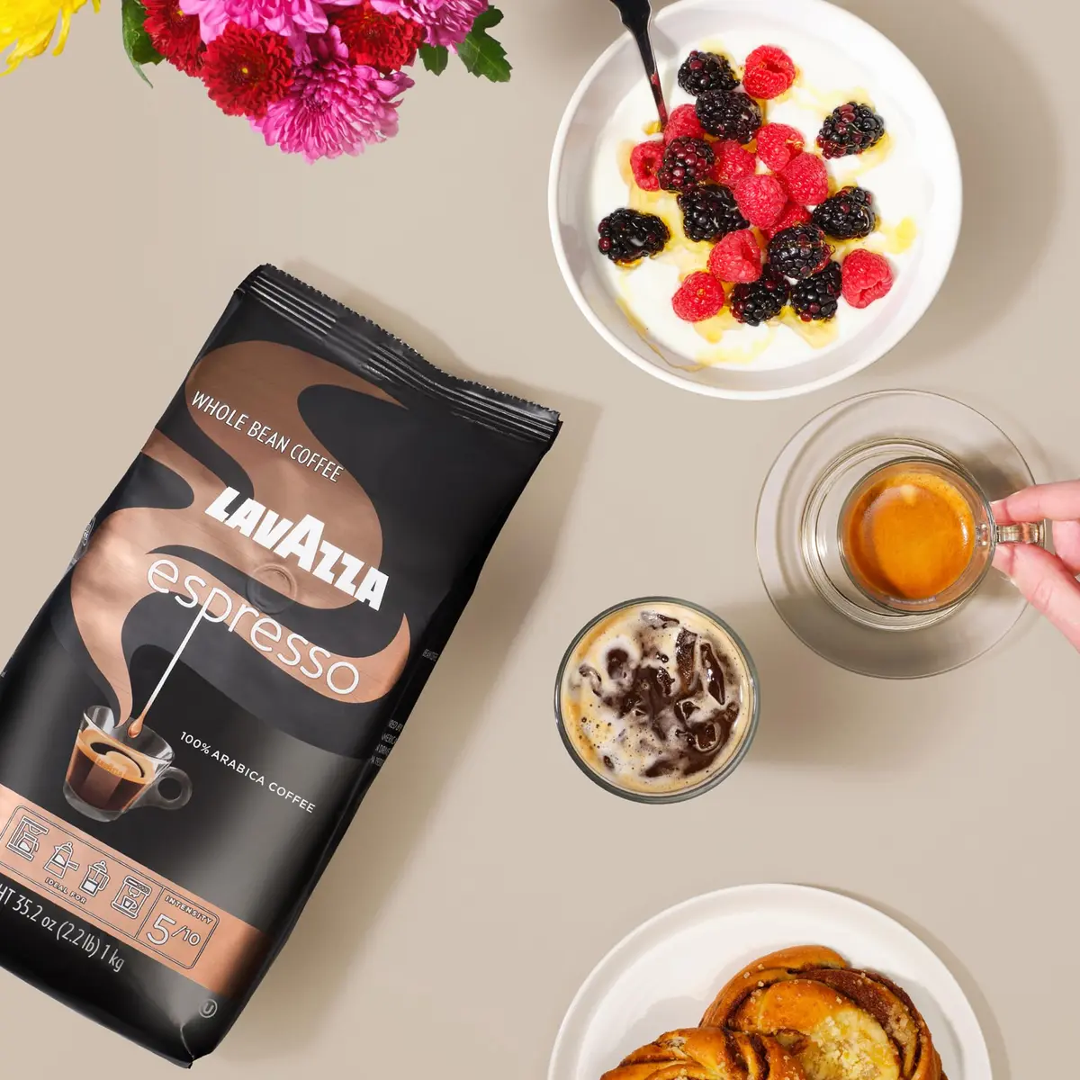 Lavazza Espresso Whole Bean Coffee, Medium Roast, 100% Arabica, 2.2 lb Bag (Pack of 2) | Aromatic, Italian Coffee for Espresso & Drip - view 7