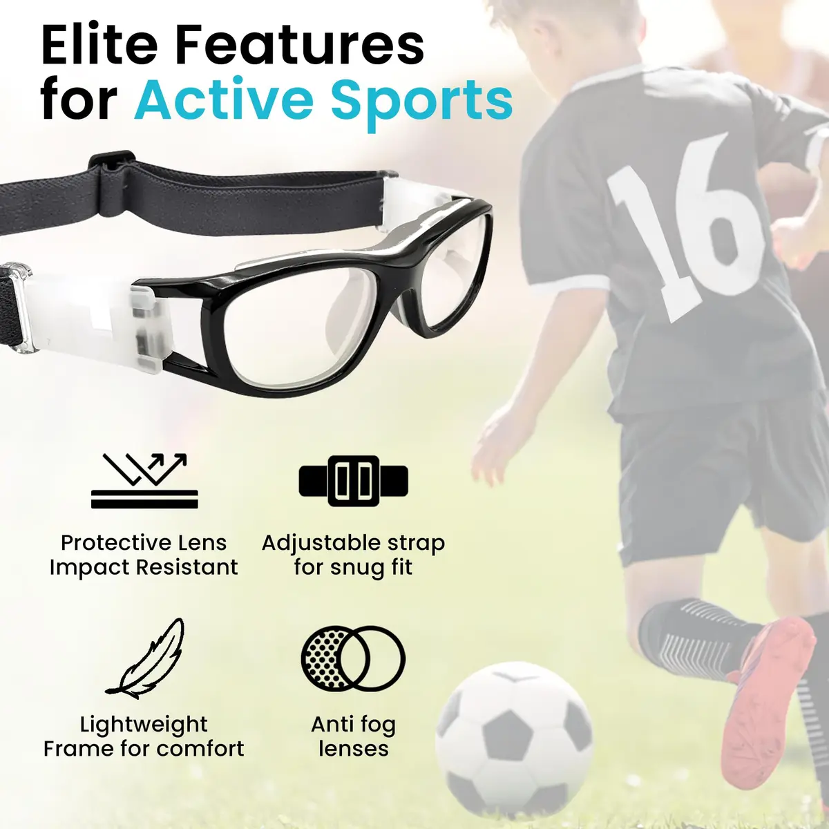 BLUE CUT Safety Basketball Goggles for Kids | Anti-Fog, Adjustable Strap, Durable Plastic Frame - view 3
