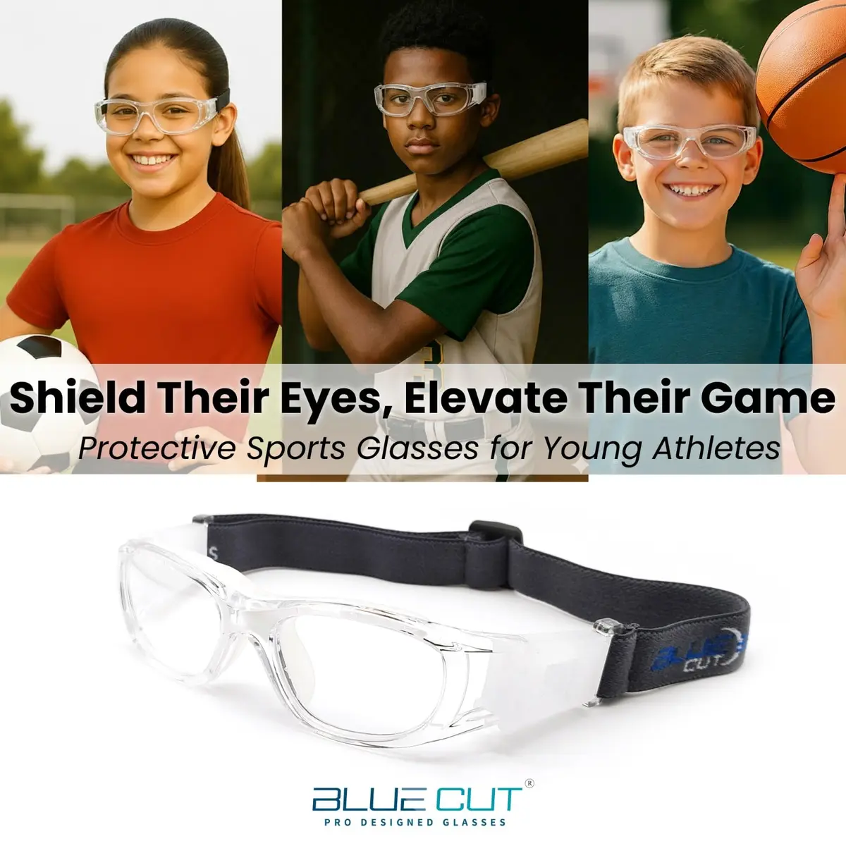BLUE CUT Safety Basketball Goggles for Kids | Impact-Resistant, Anti-Fog, Adjustable Fit - view 2