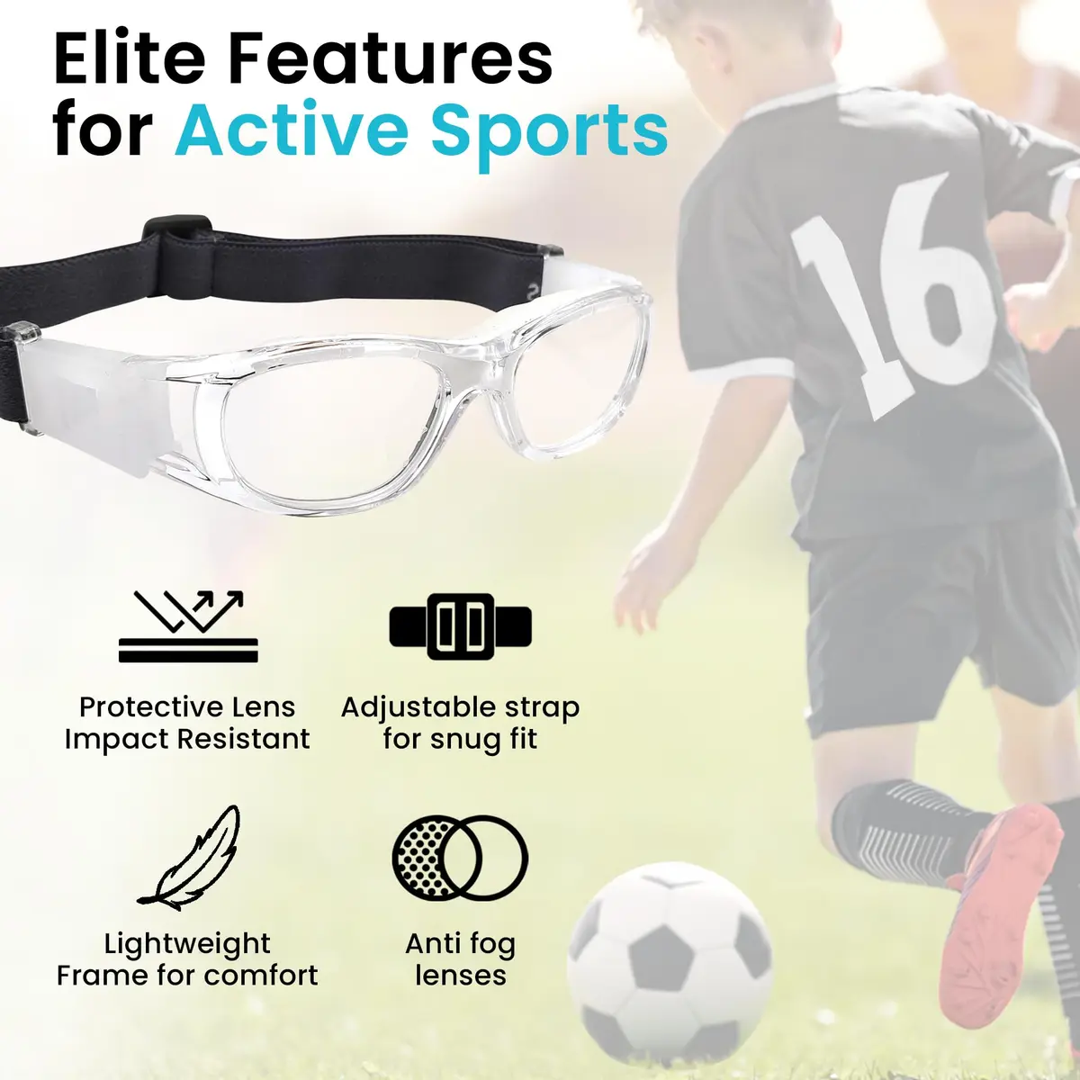 BLUE CUT Safety Basketball Goggles for Kids | Impact-Resistant, Anti-Fog, Adjustable Fit - view 3