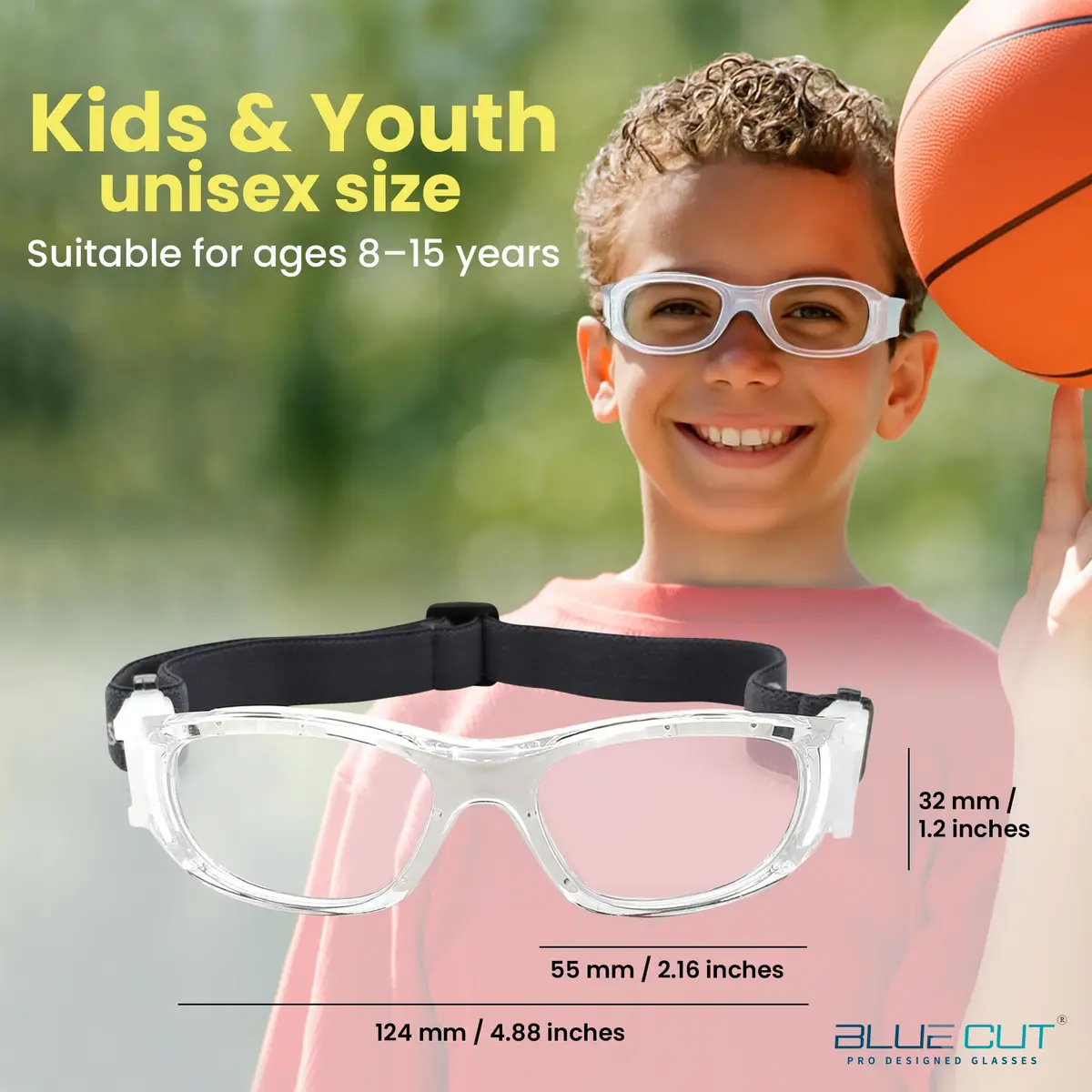 BLUE CUT Safety Basketball Goggles for Kids | Impact-Resistant, Anti-Fog, Adjustable Fit - view 4