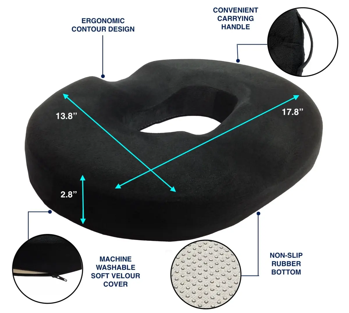 Kieba Hemorrhoid Treatment Donut Cushion 18 Inches | Premium Foam Relief for Coccyx & Sciatica - view 6