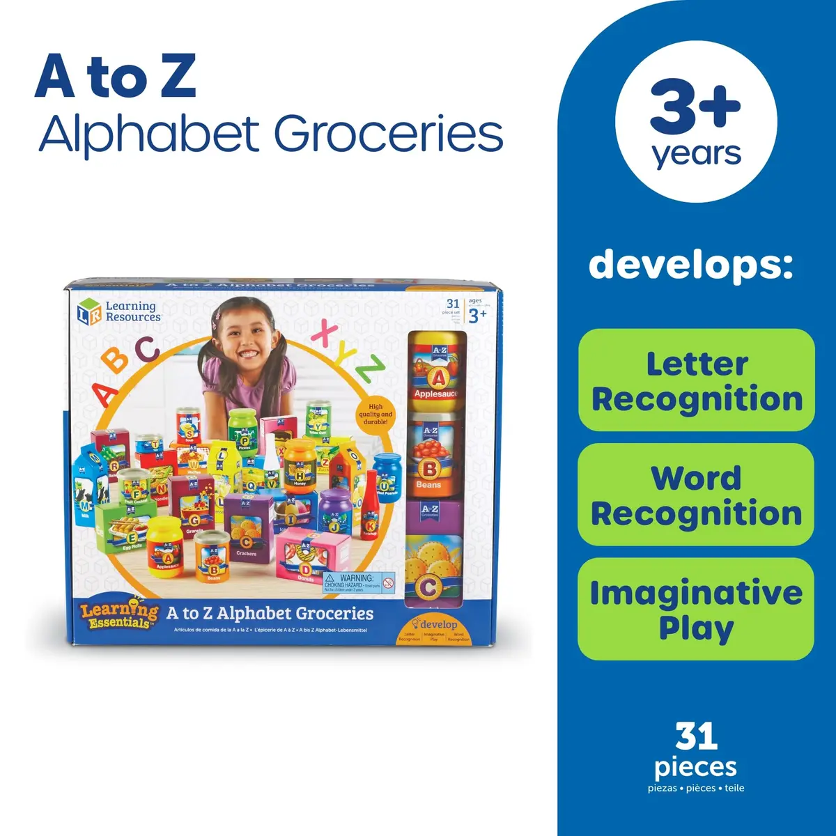 Learning Resources A to Z Alphabet Groceries | Alphabet & Vocabulary Playset for Kids - view 6