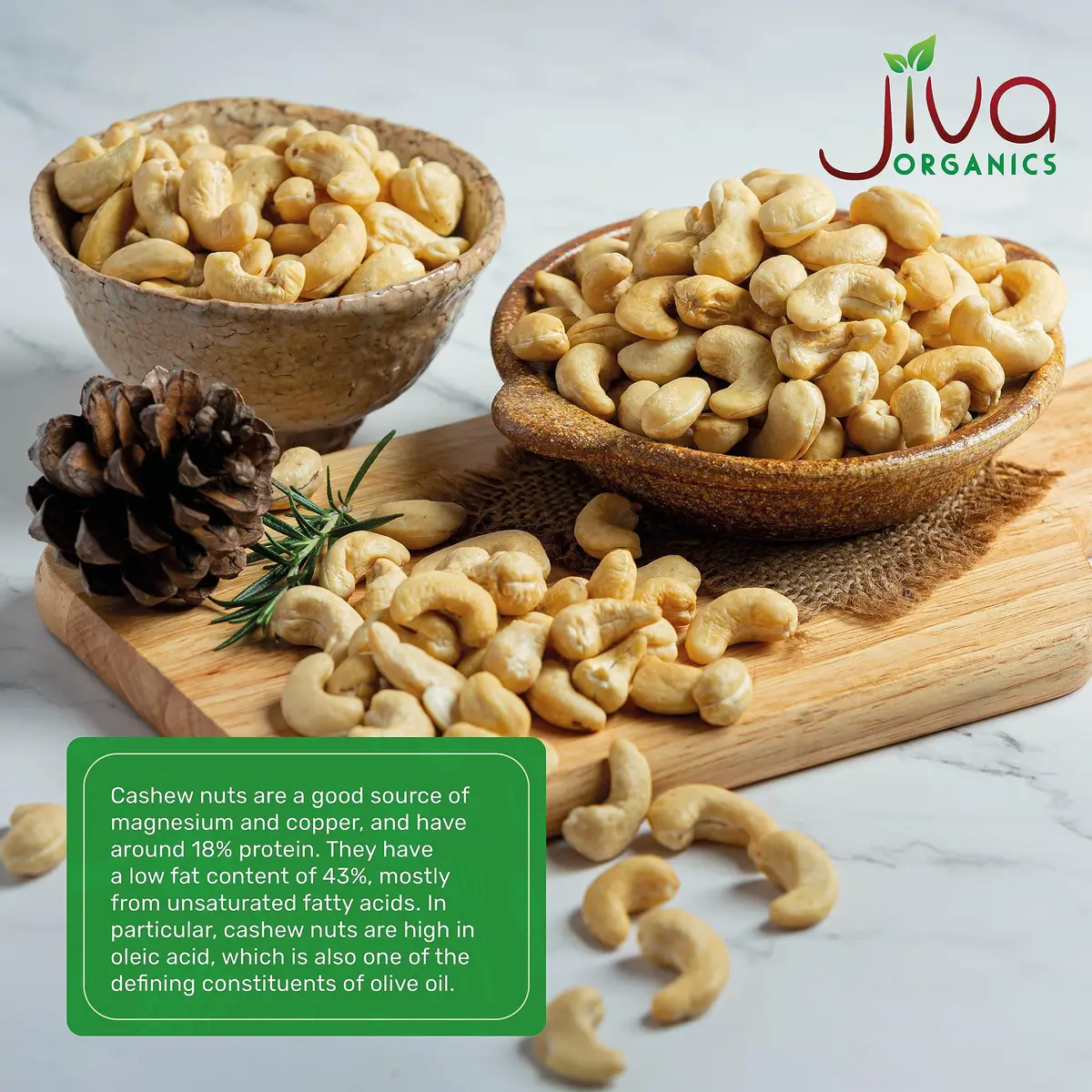Jiva Organics Organic Raw Cashews 2 LB Bag | Gluten-Free, Vegan, Whole Nuts - view 6