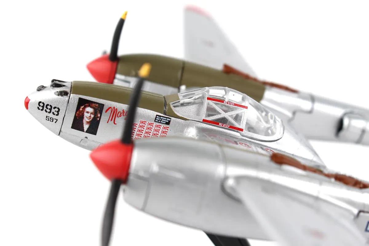 Postage Stamp P-38J Lightning Marge 1/115 Die-Cast Model Aircraft | WWII Fighter Replica for Display & Education - view 5