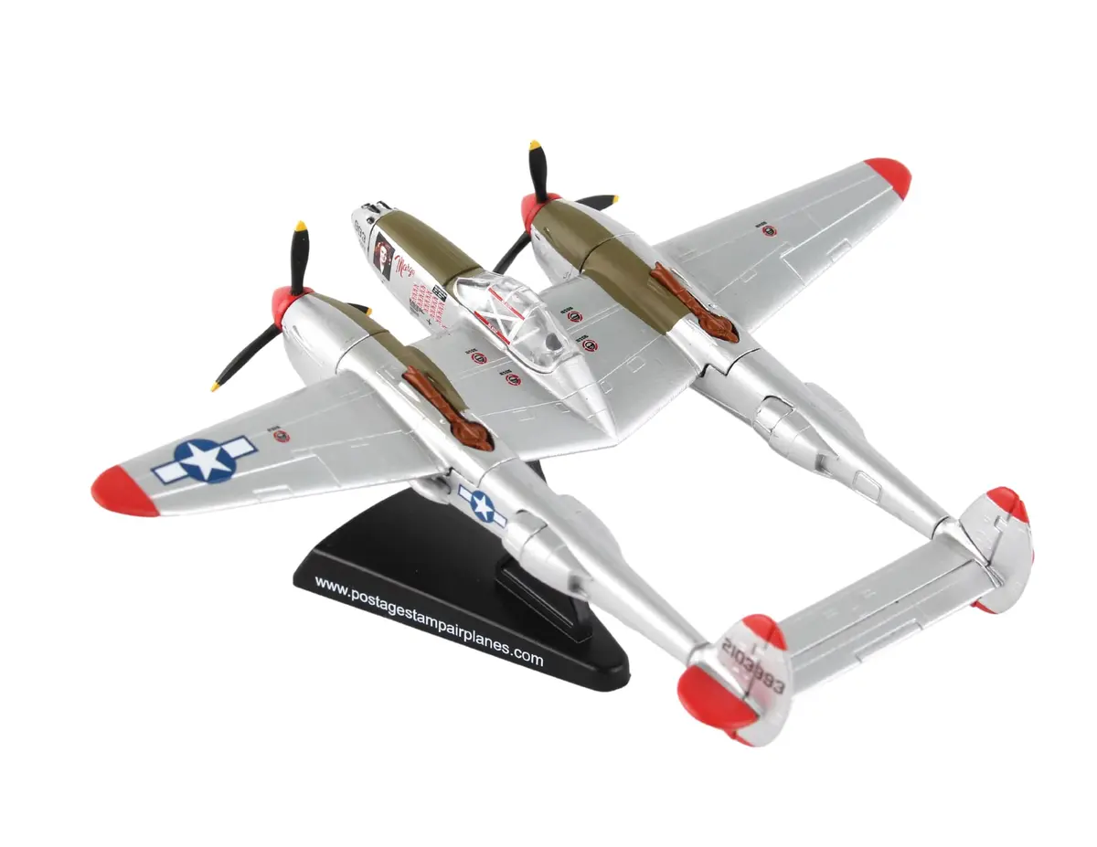 Postage Stamp P-38J Lightning Marge 1/115 Die-Cast Model Aircraft | WWII Fighter Replica for Display & Education - view 2
