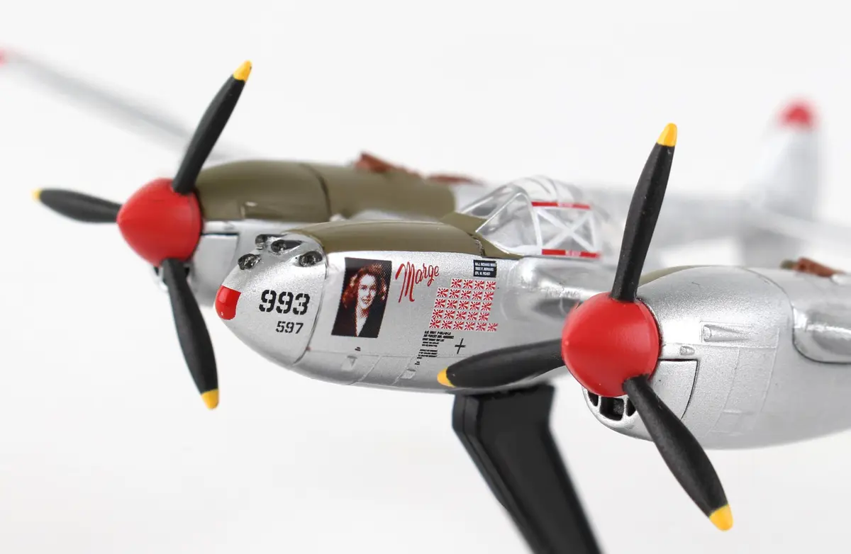 Postage Stamp P-38J Lightning Marge 1/115 Die-Cast Model Aircraft | WWII Fighter Replica for Display & Education - view 3