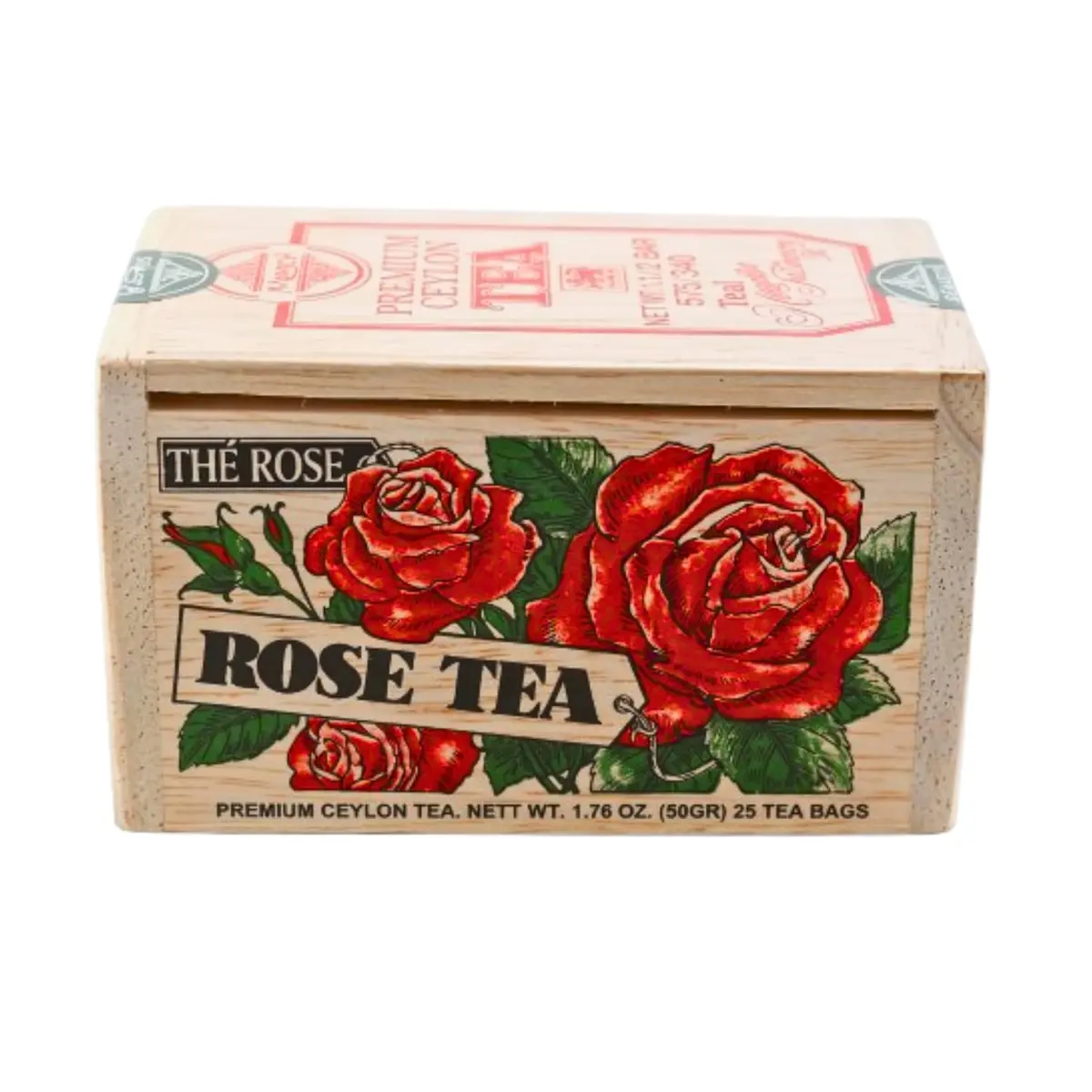 Metropolitan Tea Rose Tea Bags in Wood Box | Floral, Medium Caffeine, Sri Lanka (25 Teabags) - main product image
