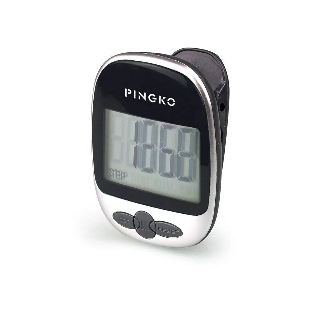 PINGKO Portable Pedometer Step Counter Tracker with Tri-Axis Sensor, Black | Tracks Steps, Distance, Calories - main product image