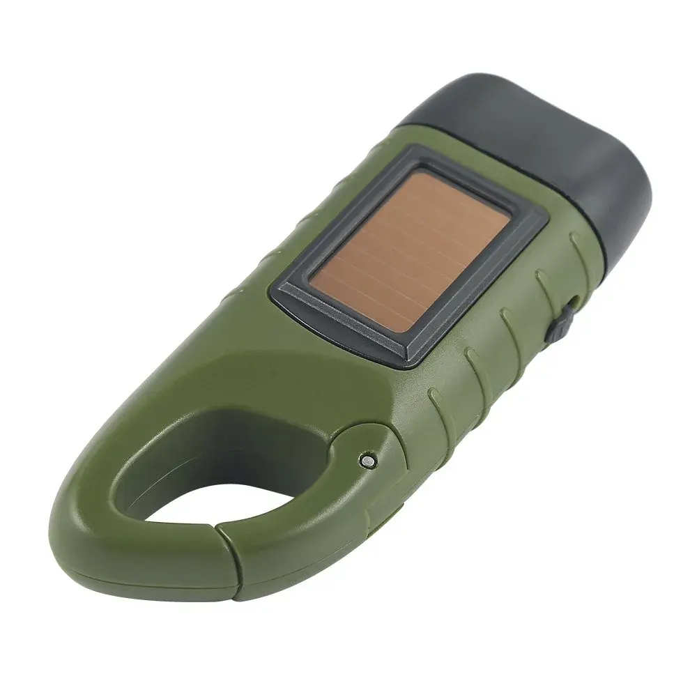 Simpeak Hand Crank Solar Flashlight Green | Emergency LED Dynamo Torch with Carabiner Clip - view 8