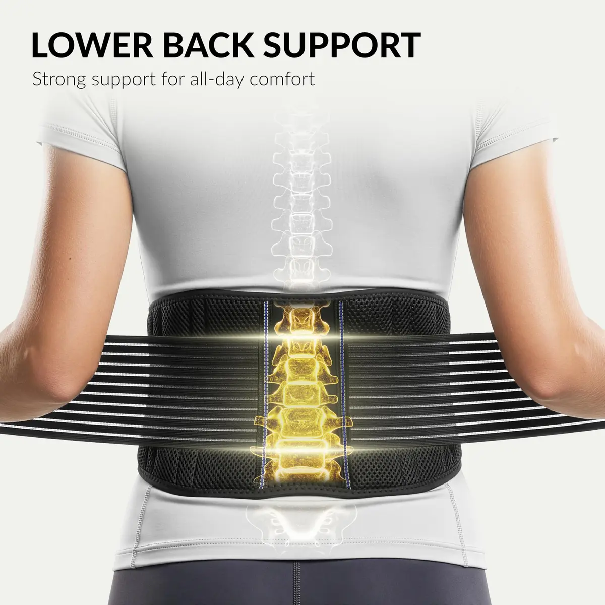 BraceUP Back Support Belt for Men and Women - Breathable Waist Lumbar Support for Sciatica, Herniated Disc, Scoliosis (XXL) | Full Range of Movement - view 5