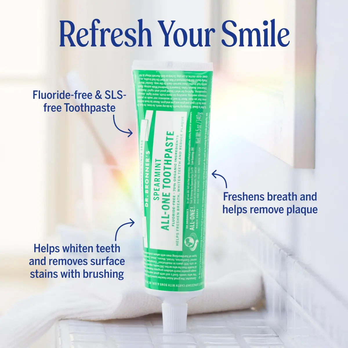 Dr. Bronner's All-One Toothpaste Variety Pack 15oz (5oz Each) | Fluoride-Free & Organic Formula for Sensitive Teeth - view 2