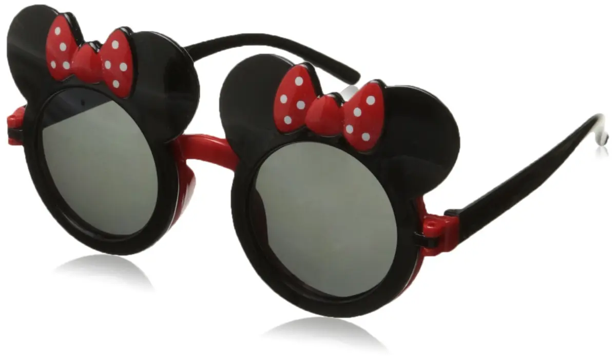 EHH Kids Mouse Ear Round Flip Out Sunglasses (Black/Red Bows) | UV400 Protection for Children 3-8 - main product image