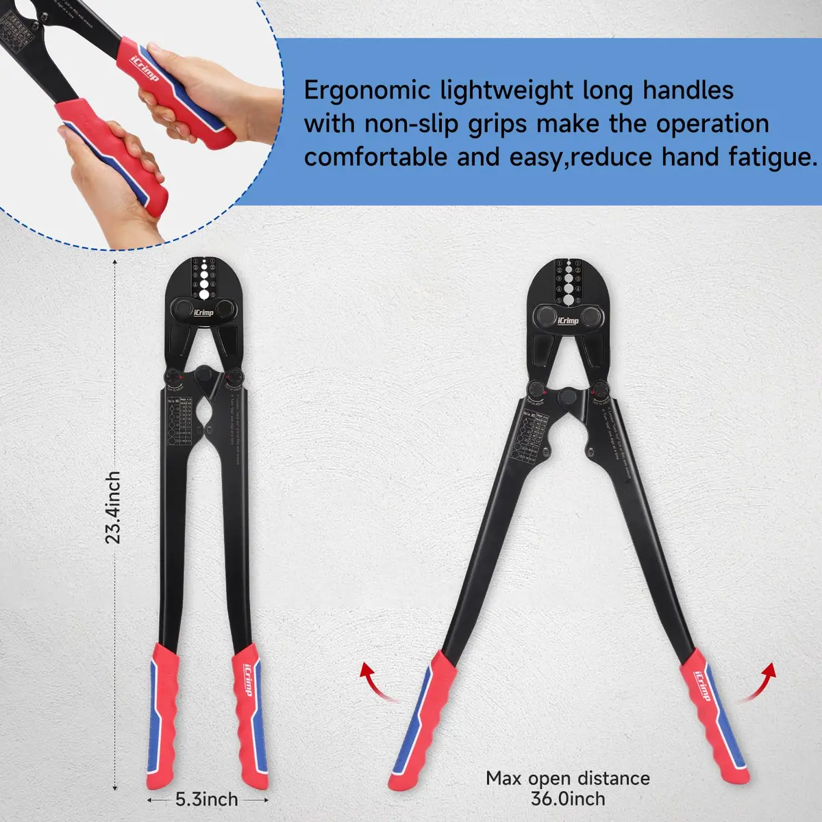 IWISS IWS-1608B Wire Rope Crimper 1/16" to 3/16" (2.35 kg) | Heavy Duty Steel Cable Swaging Tool - view 2