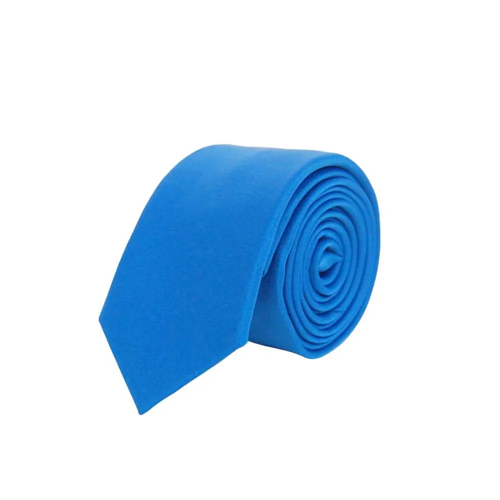 JNJSTELLA Skinny Tie 2" Solid Blue | Classic Slim Necktie for Men - view 3