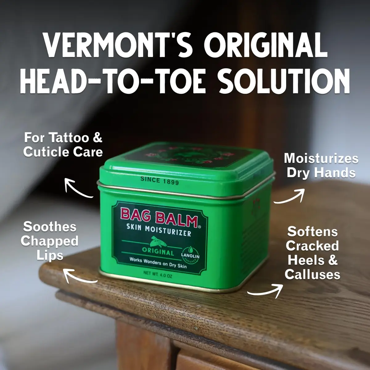 Bag Balm Vermont's Original Skin Moisturizer 4oz | Full-Body Hydrating Skin Care for Dry Hands & Lips - view 2