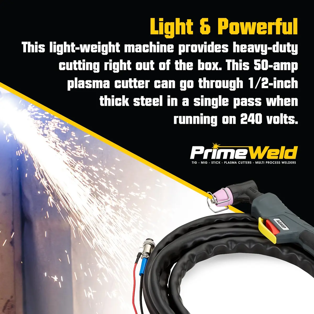 PrimeWeld Plasma Cutter 50A | Non-Touch Pilot Arc, Dual-Voltage, Portable 1/2" Cut - view 5