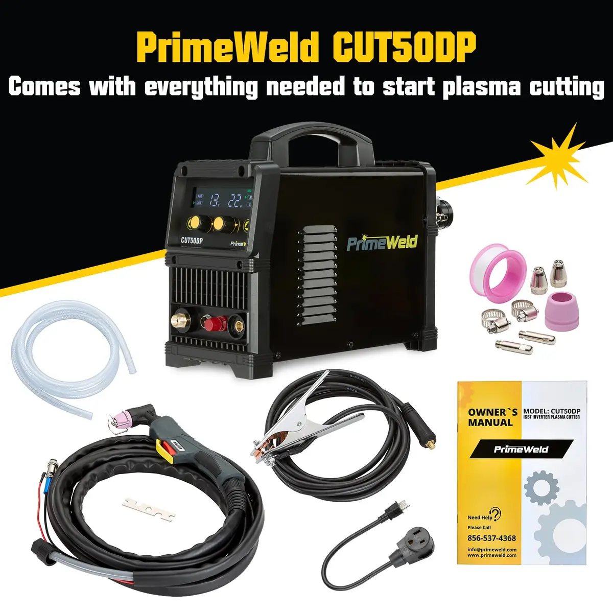 PrimeWeld Plasma Cutter 50A | Non-Touch Pilot Arc, Dual-Voltage, Portable 1/2" Cut - view 2