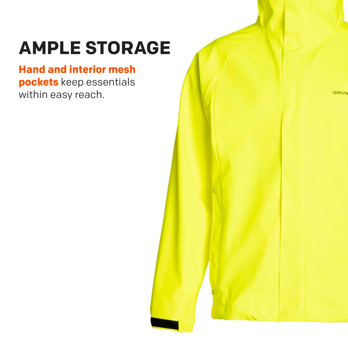 Grundéns Men’s Neptune Fishing Jacket, Hi-Vis Yellow, X-Small | Waterproof, Stain-Resistant & Flexible for Active Fishermen - view 5