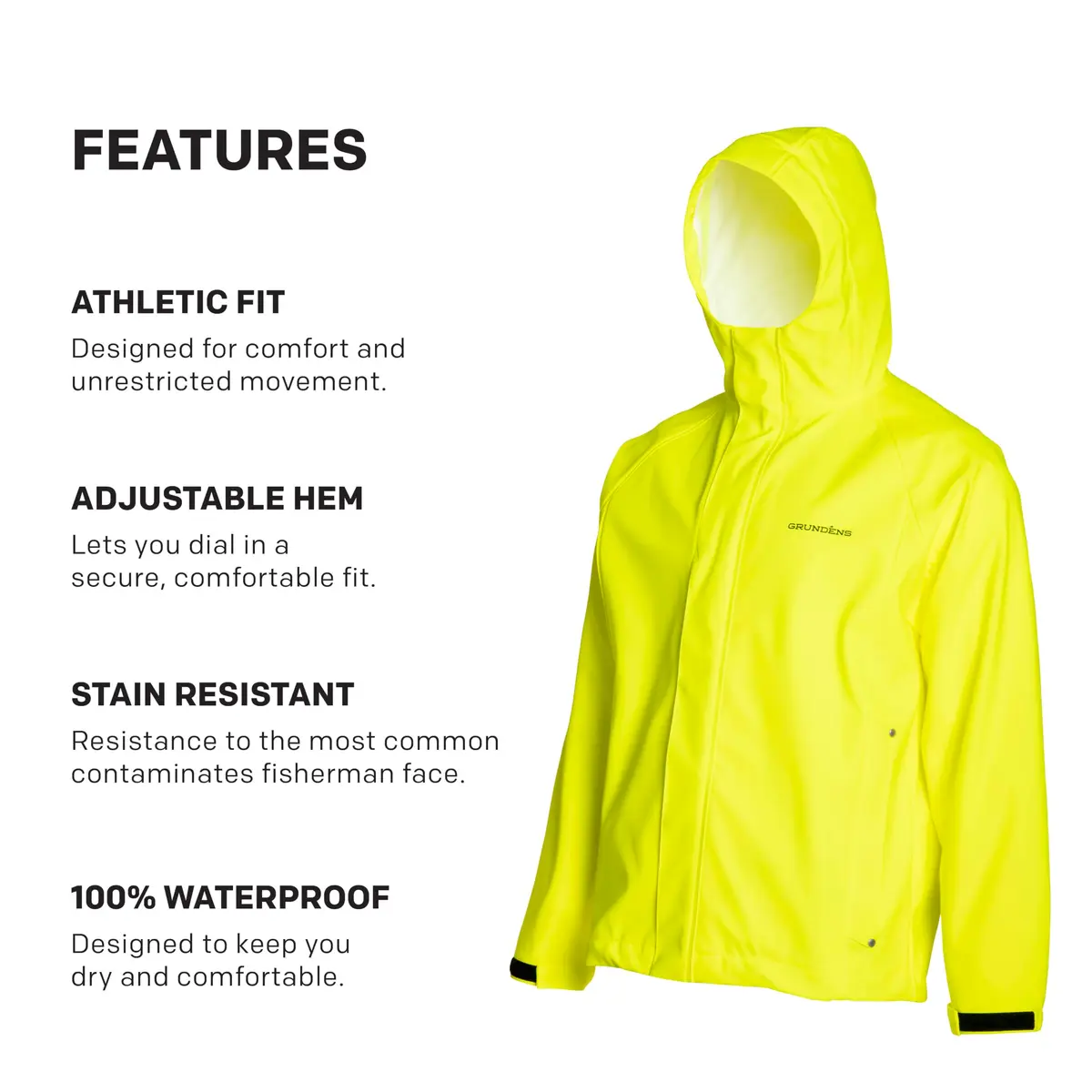 Grundéns Men’s Neptune Fishing Jacket, Hi-Vis Yellow, X-Small | Waterproof, Stain-Resistant & Flexible for Active Fishermen - view 6