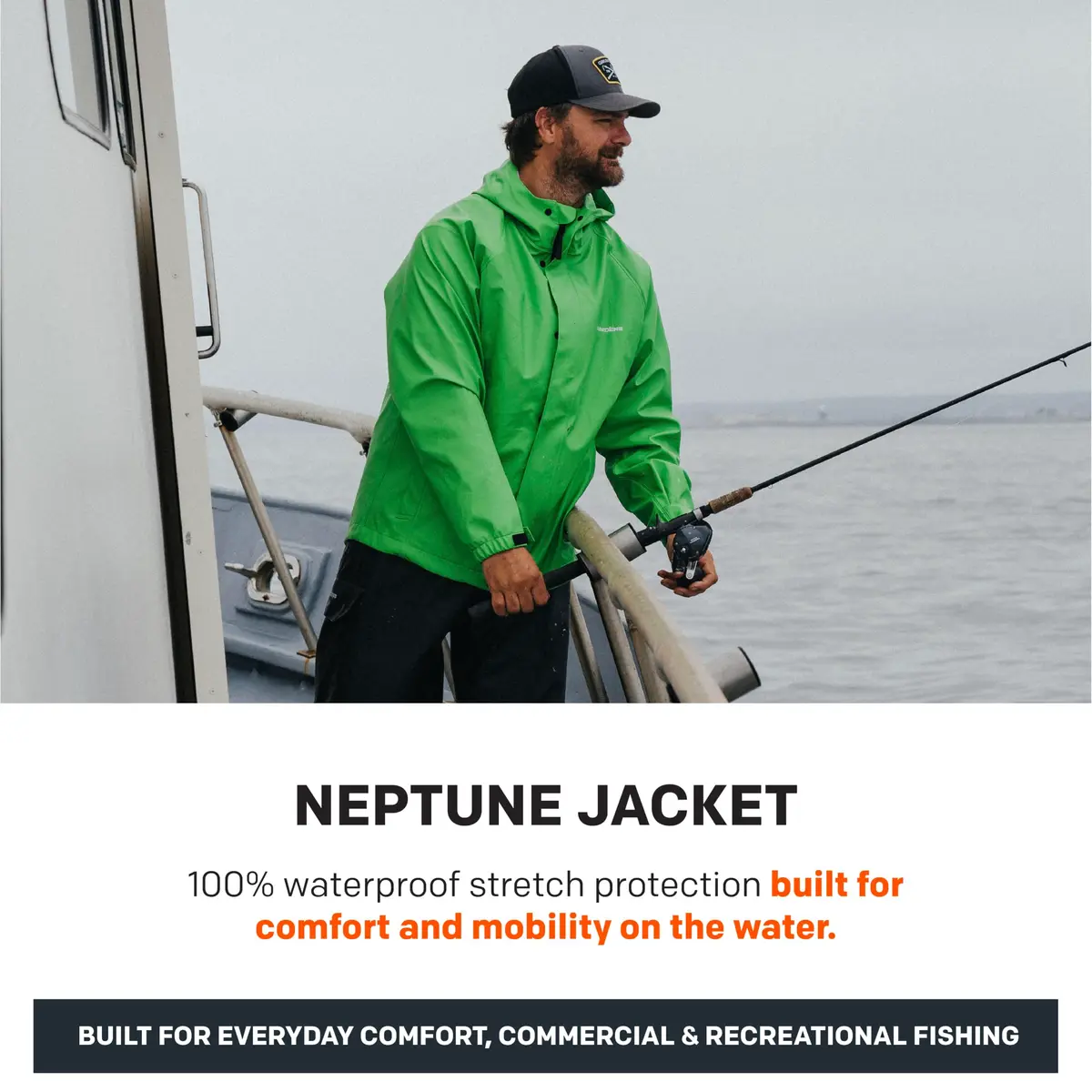 Grundéns Men’s Neptune Fishing Jacket, Hi-Vis Yellow, Medium | Waterproof, Stain-Resistant Outerwear for Fishermen - view 2