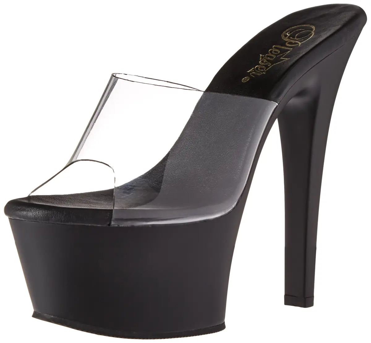 Pleaser Aspire-601 Platform Slide | 6" Heel & 2 1/4" Platform, Vegan Leather, Open Toe (15.25cm heel, 6cm platform) - main product image