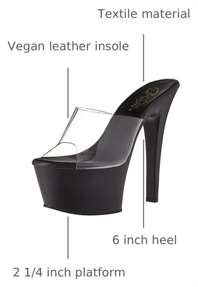 Pleaser Aspire-601 Platform Slide | 6" Heel & 2 1/4" Platform, Vegan Leather, Open Toe (15.25cm heel, 6cm platform) - view 3