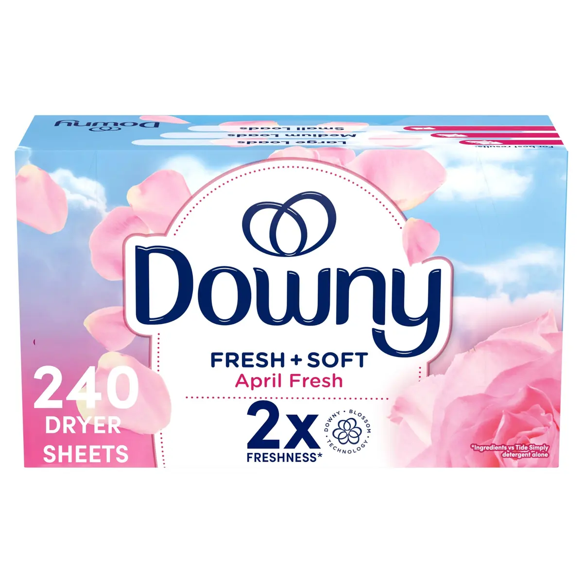 Downy Fabric Softener Dryer Sheets, April Fresh, 240 Count | Static & Static-Free - main product image