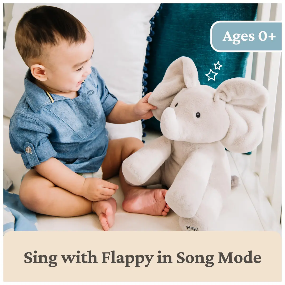 GUND Baby Flappy Elephant 12-inch Interactive Plush Toy | Animated Musical Baby Toy for 0+ - view 4